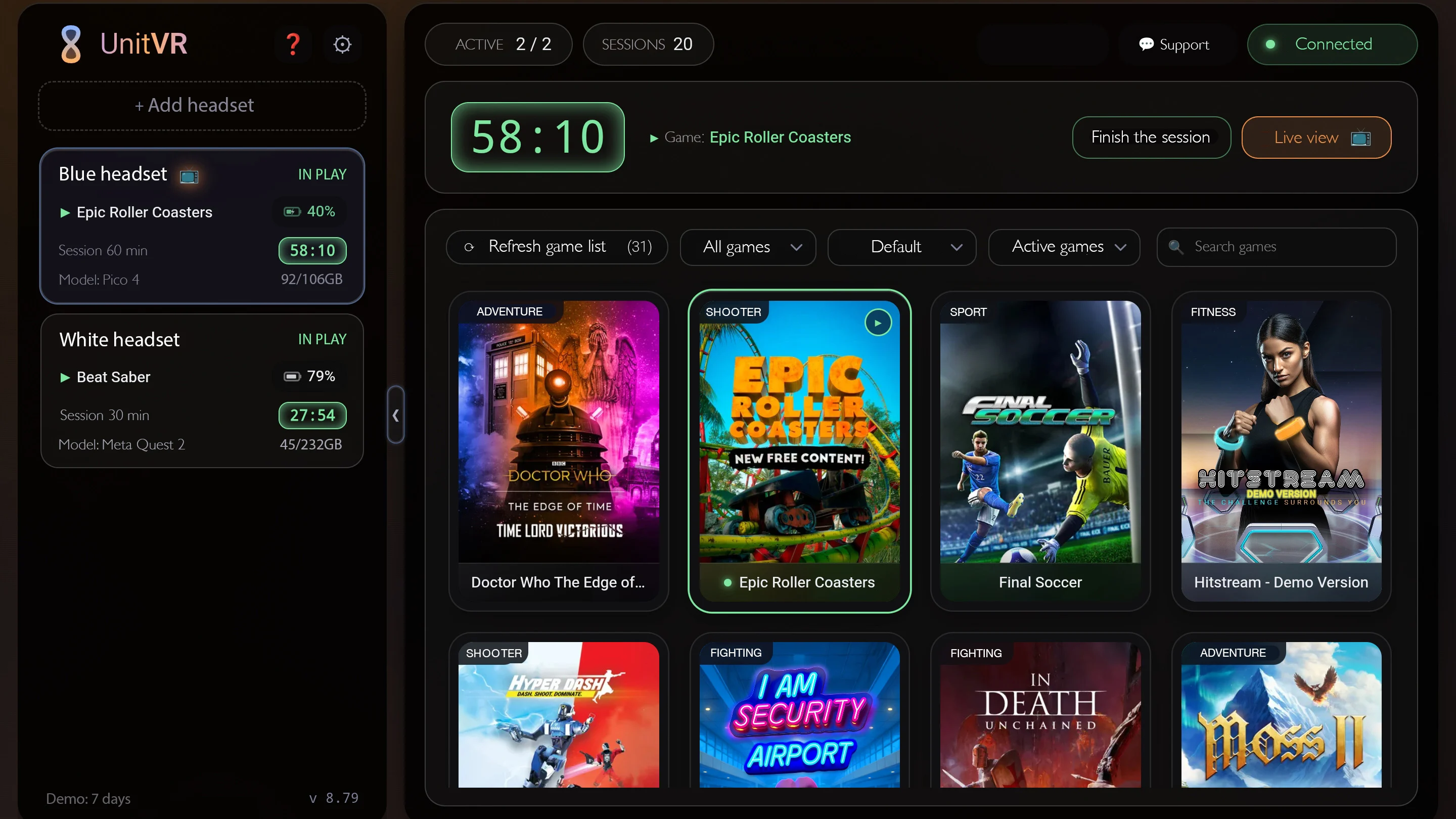 UnitVR operator panel